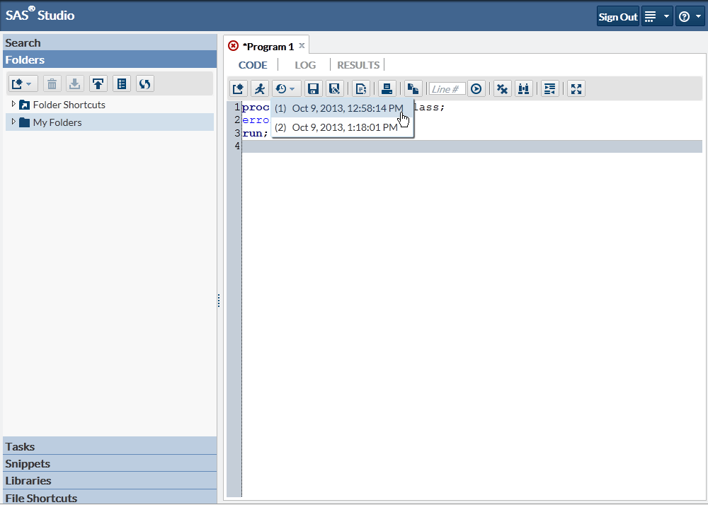 Program Window with Submission History