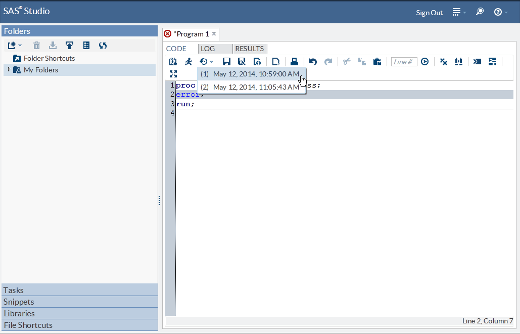 Program Window with Submission History