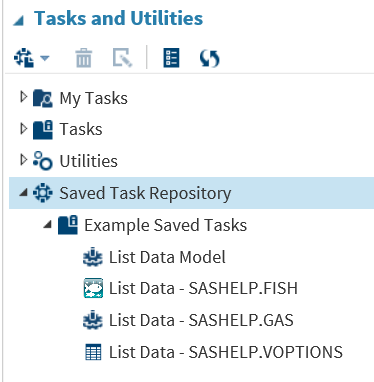 Contents of the Saved Task Repository