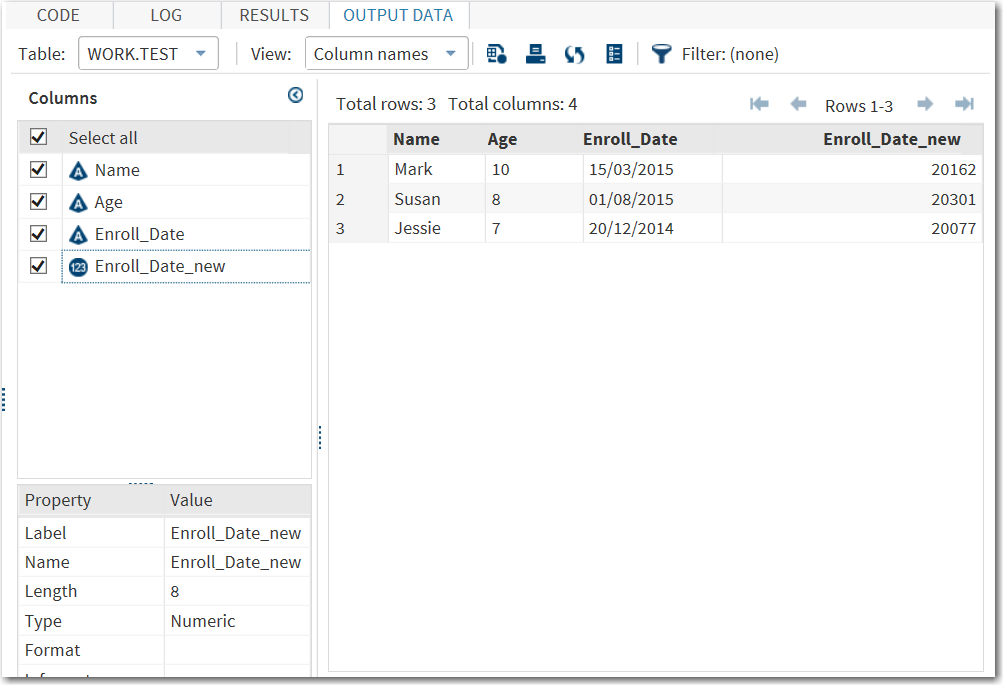 Output Data Set with Enroll_Date_new Variable