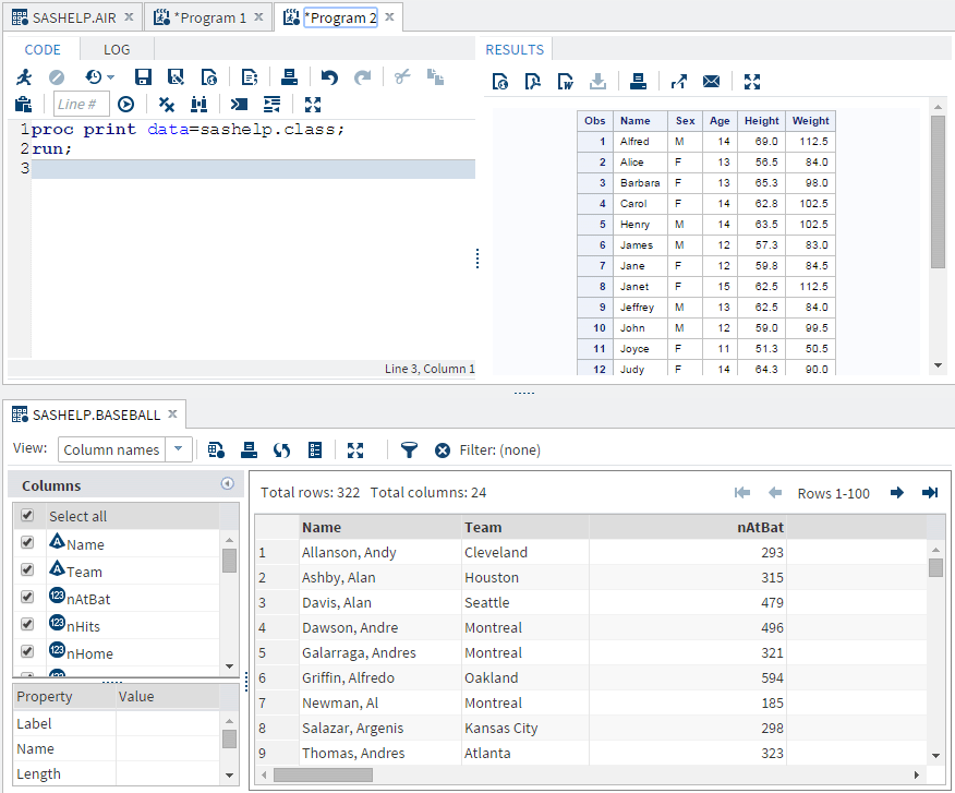 New Location of the Baseball Table Viewer Tab