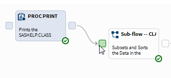 Linking the PROC PRINT Node to the Subflow – CLASS Node