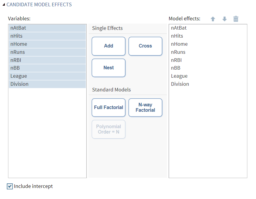 Example of Candidate Model Effects in the Predictive Regression Model Task