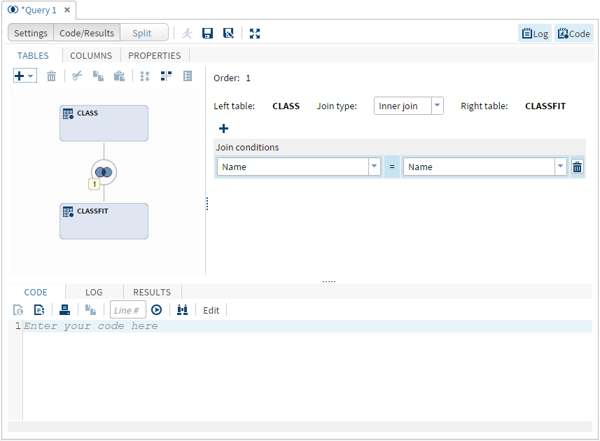 Query Window with a Join between the Class and Classfit Tables