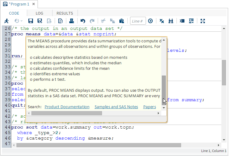 Bottom of Syntax Help Window That Shows Other Documentation Links