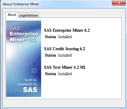 About Dialog Box in SAS Enterprise Miner