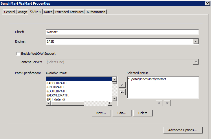 Properties dialog box in SAS Management Console