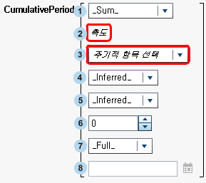 CumulativePeriod 연산자에 대한 파라미터