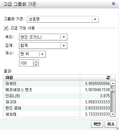고급 그룹화 기준