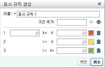 표시 규칙 생성 창