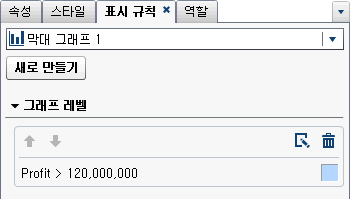 표현식에 대한 표시 규칙이 있는 표시 규칙 탭