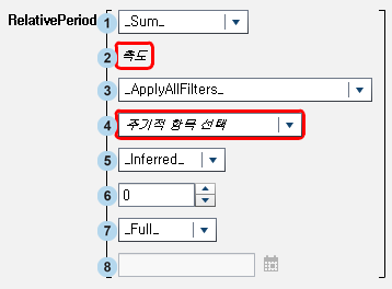 RelativePeriod 연산자에 대한 파라미터