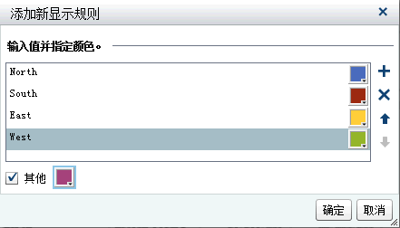 指定值和颜色的“添加新显示规则”窗口