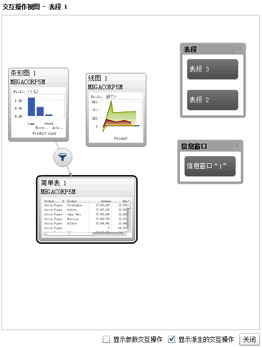 创建条形图和简单表之间的过滤器交互操作