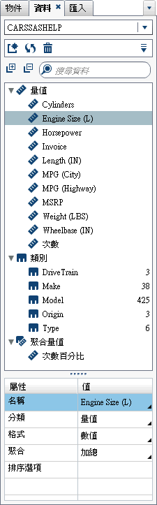 選取量值資料項目的詳細資料