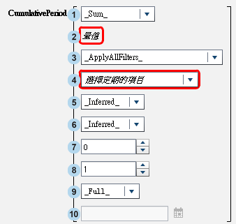 CumulativePeriod 運算子的參數