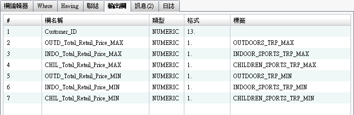 具有樞紐分析依據值的輸出欄標籤