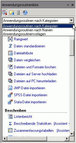 Fenster 'Anwendungsroutinenliste'