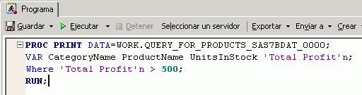 Ventana del programa