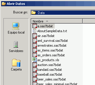 Ventana Abrir datos de