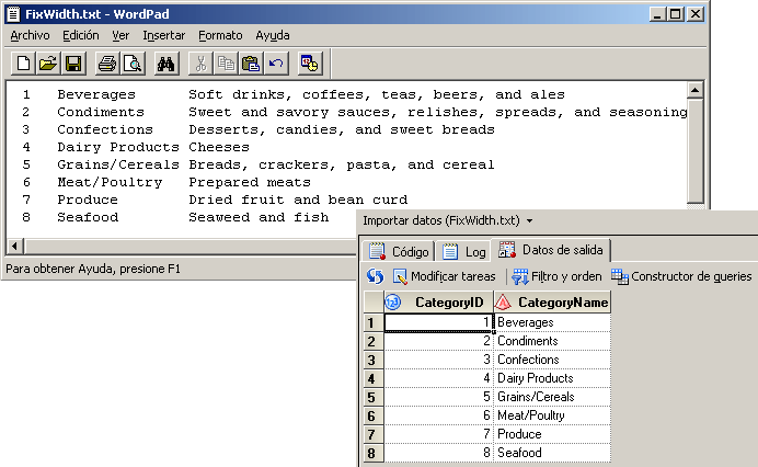 Archivo de texto FixWidth y conjunto de datos SAS