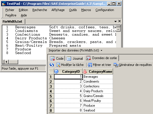 Fichier texte FixWidth et table SAS