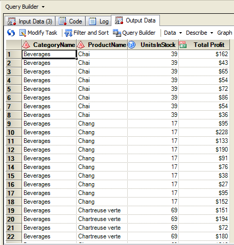 Query results