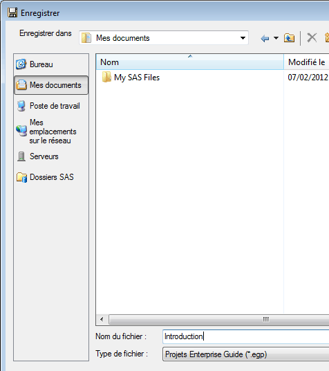 Fenêtre Enregistrer
