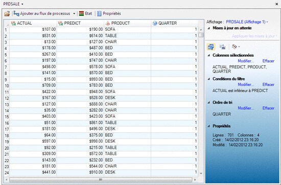 Fenêtre Explorateur de données