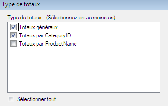 Fenêtre Type de totaux