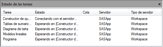Ventana Estado de las tareas