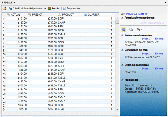 ventana Explorador de datos