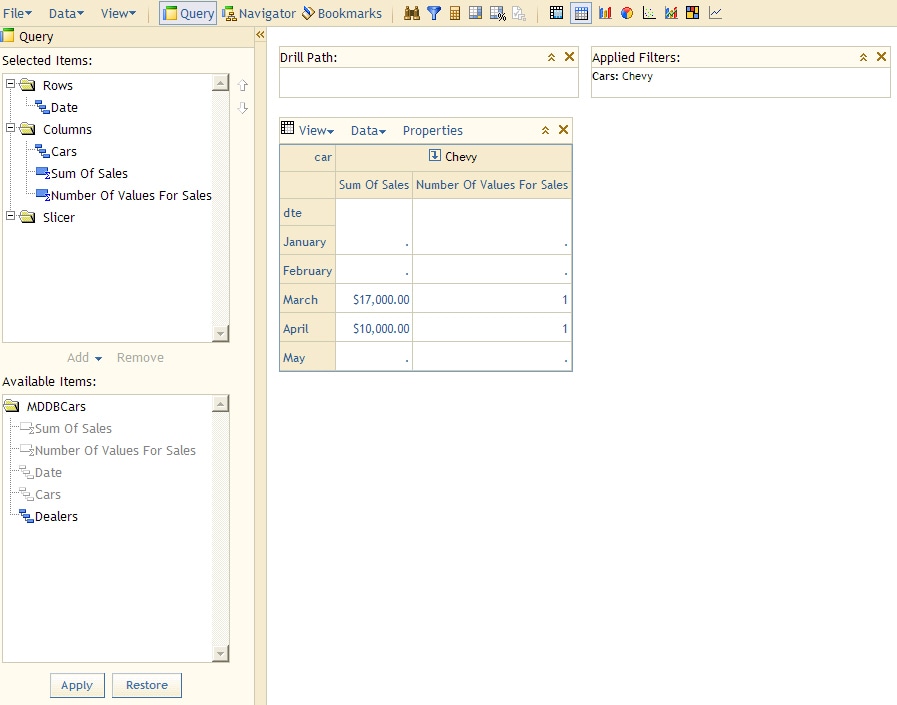 VisualDataExplorer with filter
