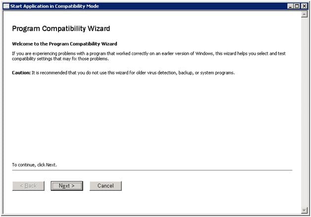 Welcome to the Program Compatibility Wizard page