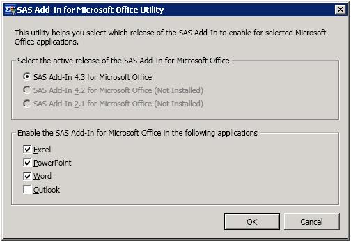 SAS Add-In for Microsoft Office Utility dialog box