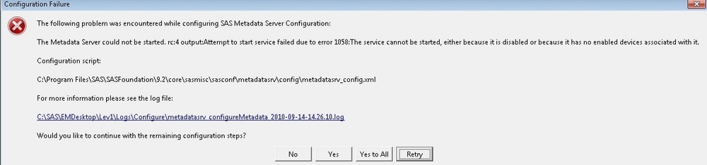 Metadata Server Configuration Failure