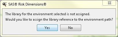 The library for the environment selected is not assigned. Would you like to assign the library reference to the environment path?