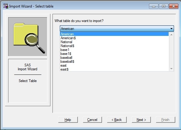 Selecting the Table