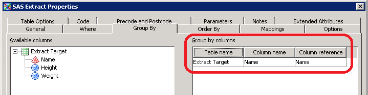 Column reference property