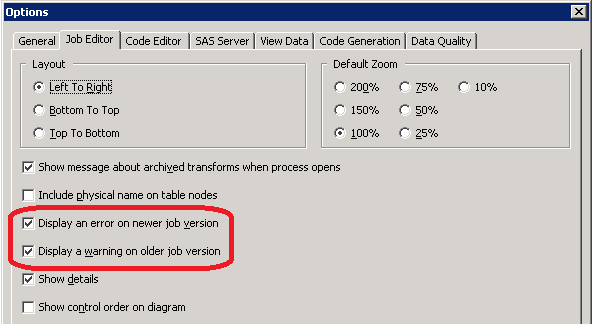 New Options Version Check