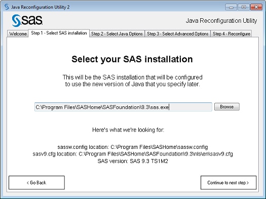 Select SAS installation