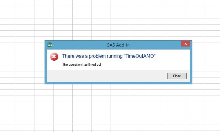 SAS Add-in Time Out Message
