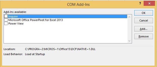 excel 2016 add ins not loading on startup