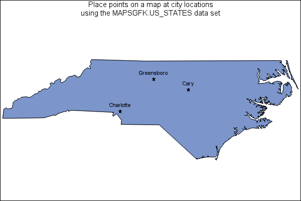 Map of US with annotated points