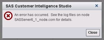 An error has occurred. See log files on.....