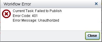 SAS Business Data Network 3.1 error that occurs when you click Publish