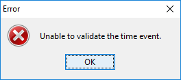 Error: Unable to validate the time event