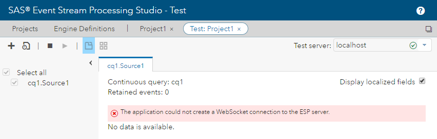 The application could not create a WebSocket connection to the ESP server.