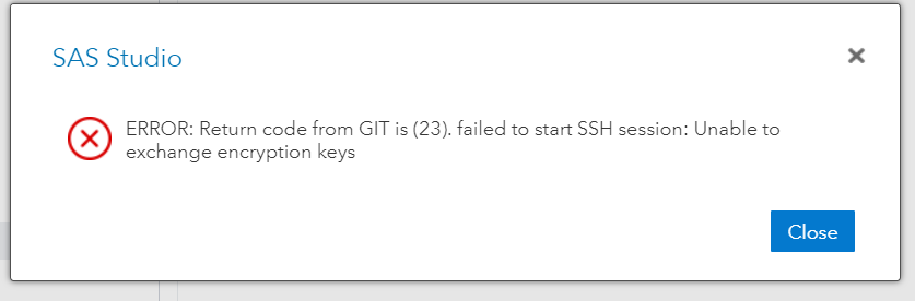 ERROR: Return code from GIT is (23). failed to start SSH session: Unable to exchange encryption keys