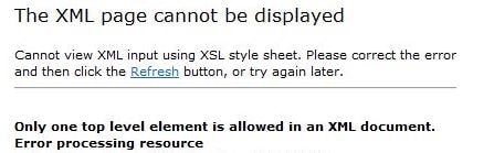 The XML page cannot be displayed